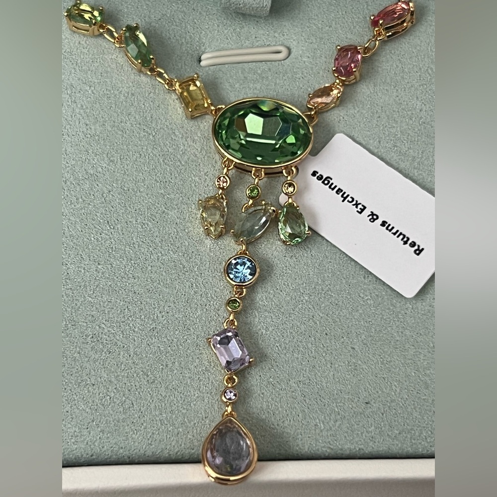 Swarovski Crystal exquisite CASCADE lariat in gold plating NWT colorful sparkle - Picture 4 of 8